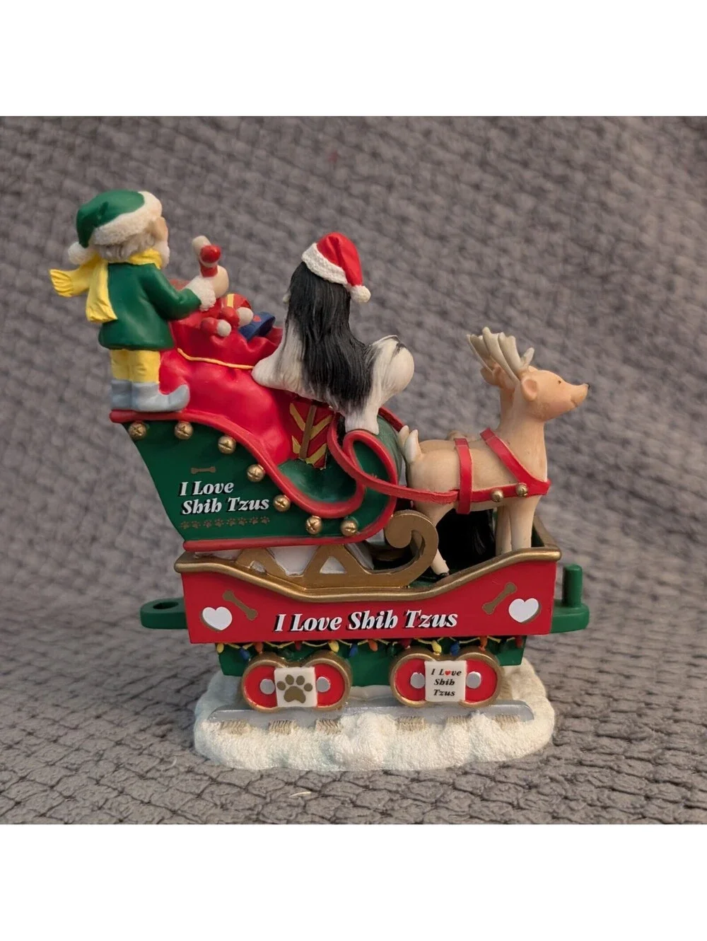 Danbury Mint Shih Tzu Christmas Express 7Piece Holiday Train Set Dog Collectible